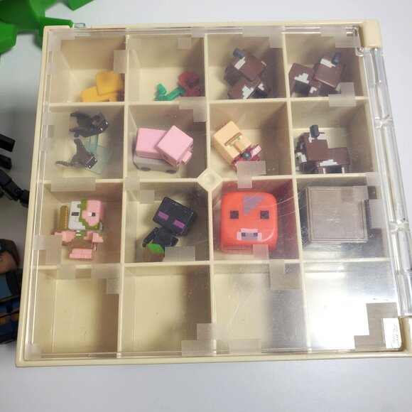 Minecraft Adventure Figures Lot Creeper Dragon Pigs Case Boxes Steve Ocelot Cows - Picture 12 of 13